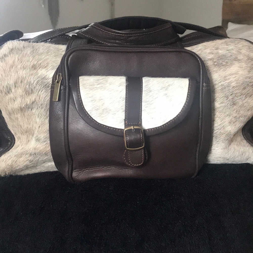 Leather and fur overnight bag